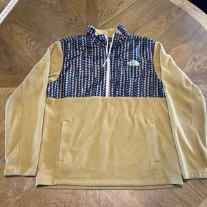 The North Face Denali Jacket Mens M Fleece Half Zip Geometric Print Brown Olive